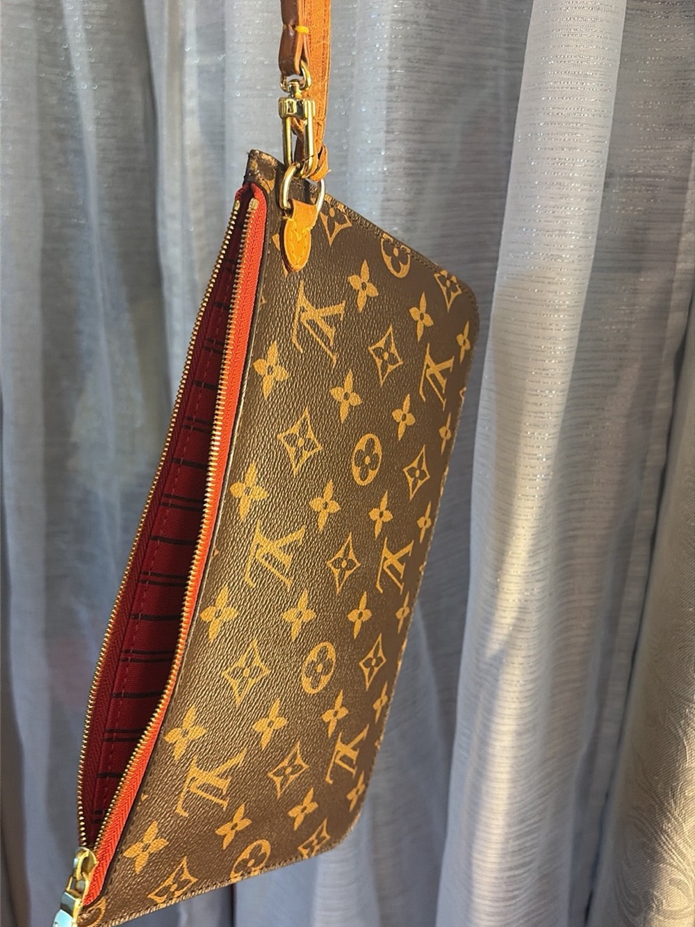 Louis Vuitton Red and Black Striped Interior Cosmetic Pouch